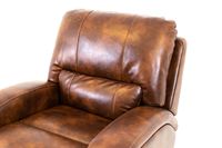 Renault Power Recliner Chair with Power Headrest- Brown Bark Leather Gel