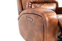 Renault Power Recliner Chair with Power Headrest- Brown Bark Leather Gel