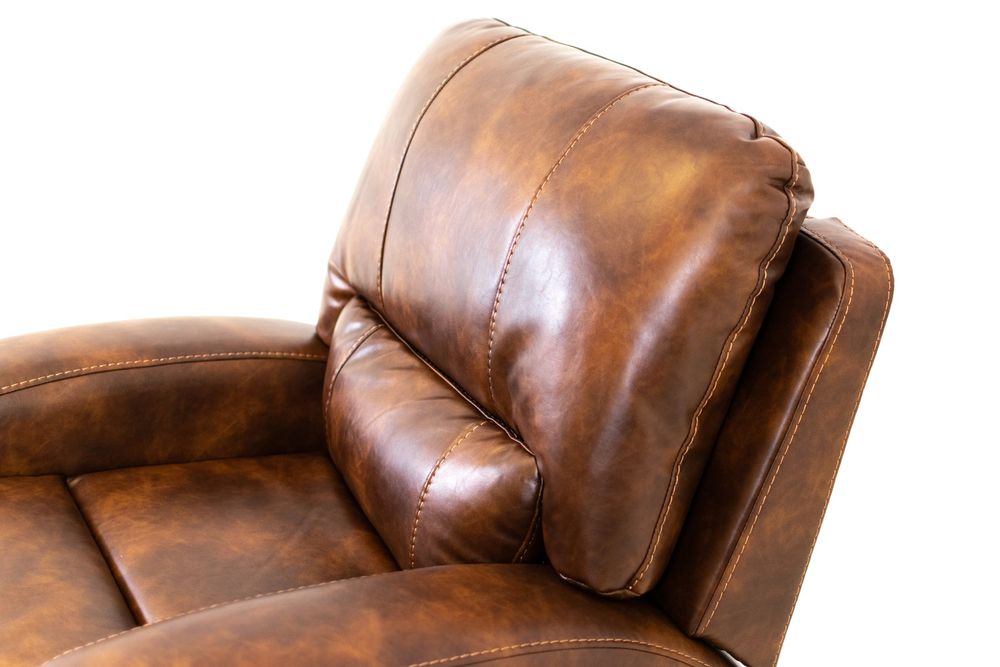 Renault Power Recliner Chair with Power Headrest- Brown Bark Leather Gel