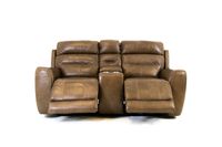 Marcella Genuine Leather Power Recliner Loveseat With Console