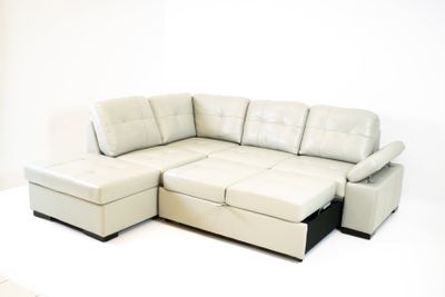 Candace Pop Up Sleeper Sectional With Storage Chaise -Tanner Steel