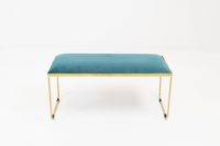 Ritz Bench Gold Legs Teal Velvet