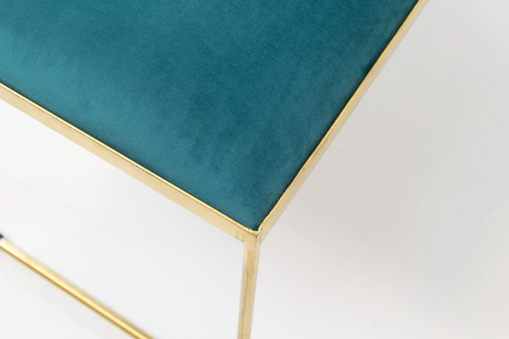 Ritz Bench Gold Legs Teal Velvet