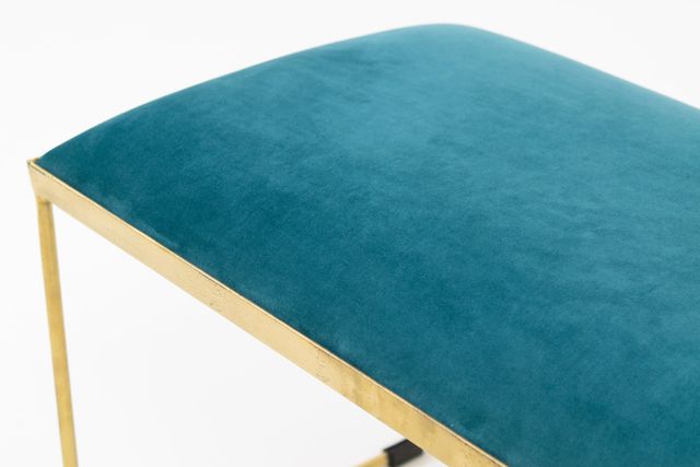 Ritz Bench Gold Legs Teal Velvet