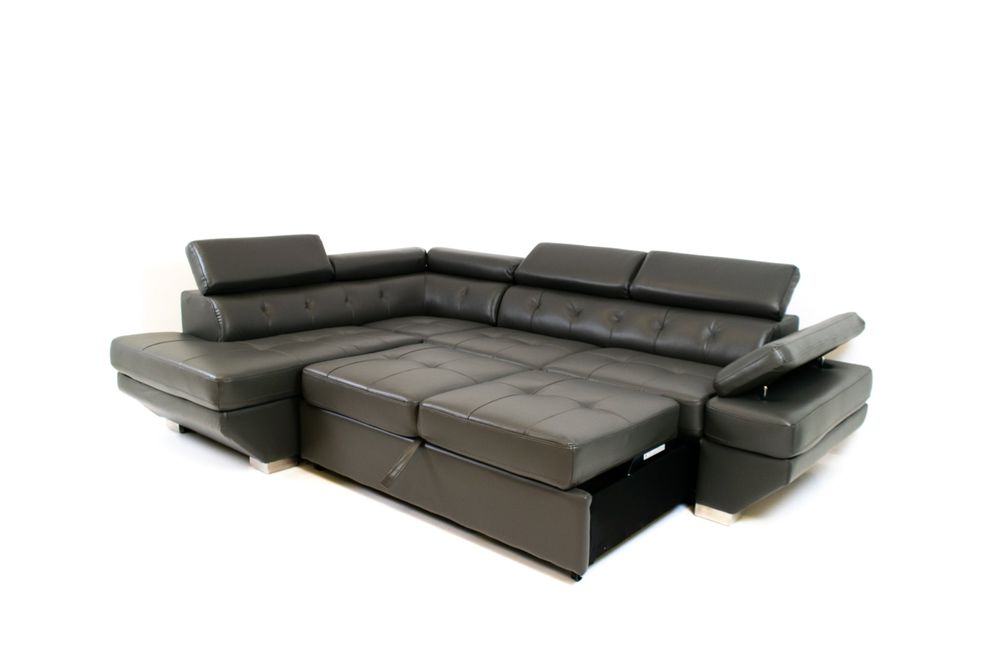 Allie Storage Sleeper Sectional - Tanner Grey