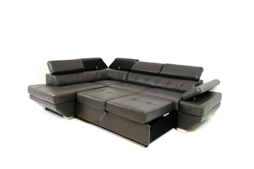 Allie Storage Sleeper Sectional - Tanner Grey