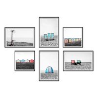 Brighton Beach Set of 6 Alloy Matt - Black Frame Wall Art