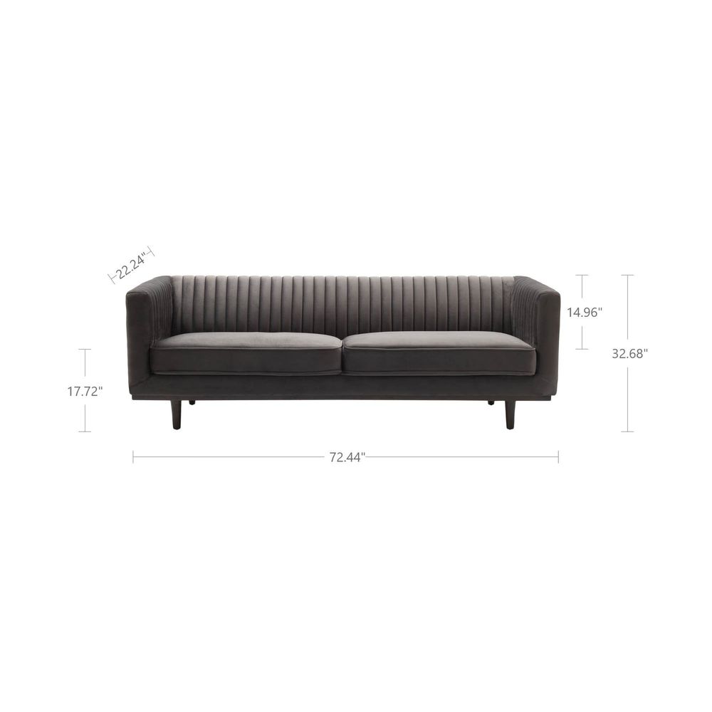 Sage Sofa - Stone Grey Velvet