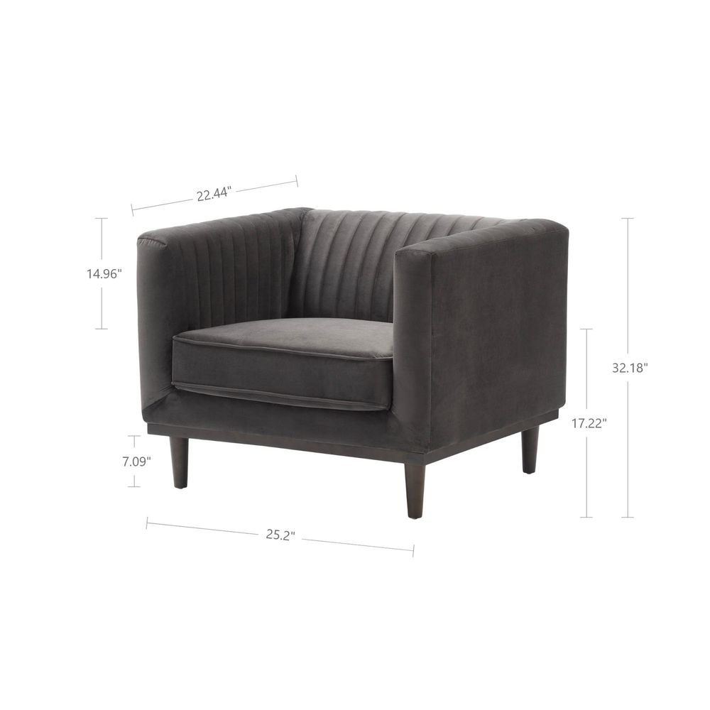 Sage Club Chair - Stone Grey Velvet