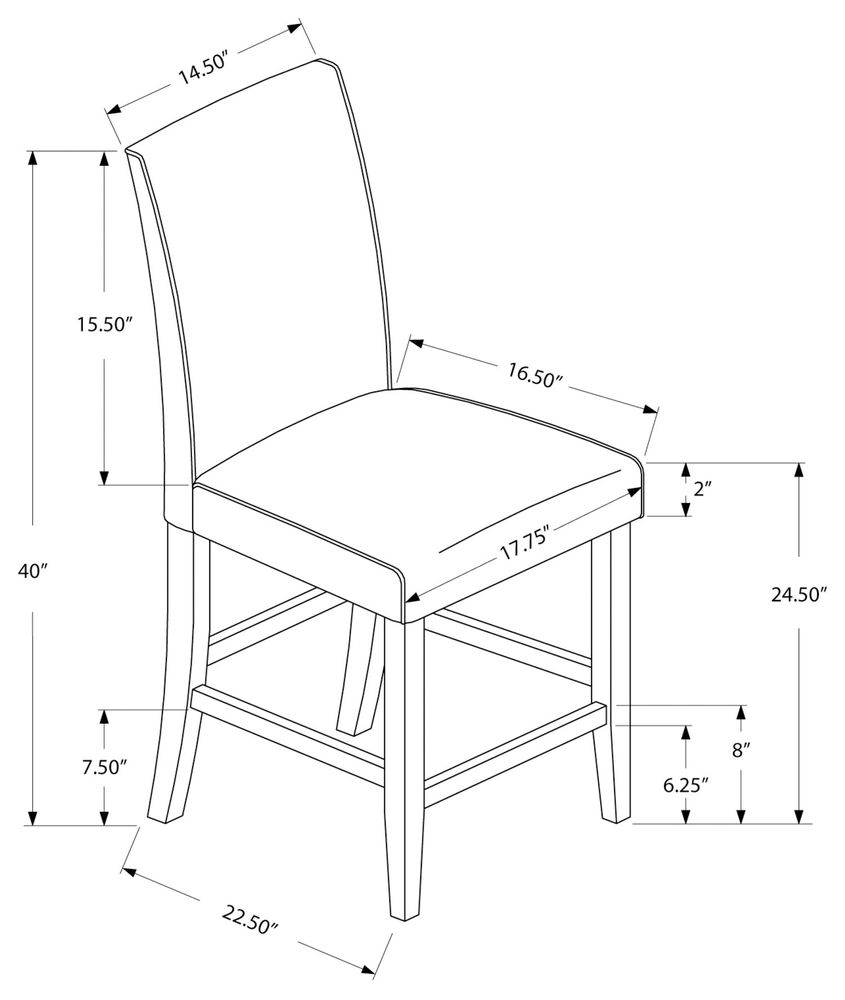 DINING CHAIR - 2PCS / IVORY LEATHER-LOOK COUNTER HEIGHT - I 1903