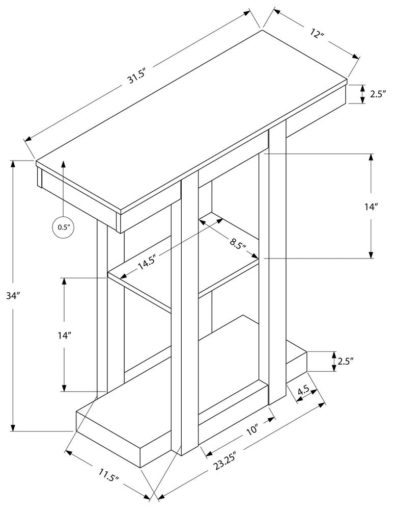 ACCENT TABLE - 32"L / DARK TAUPE HALL CONSOLE  - I 2456