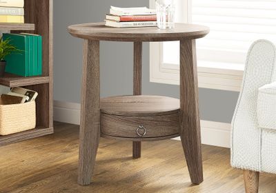 ACCENT TABLE - 23"DIA / DARK TAUPE WITH 1 DRAWER - I 2493