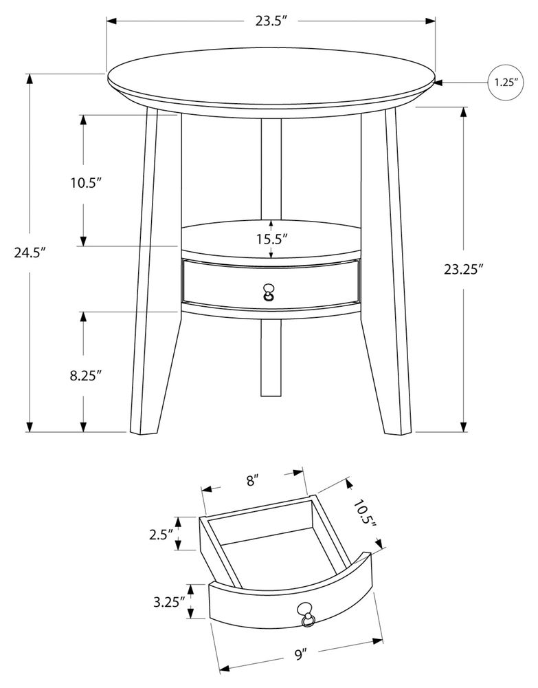 ACCENT TABLE - 23"DIA / DARK TAUPE WITH 1 DRAWER - I 2493