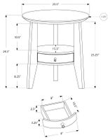 ACCENT TABLE - 23"DIA / DARK TAUPE WITH 1 DRAWER - I 2493