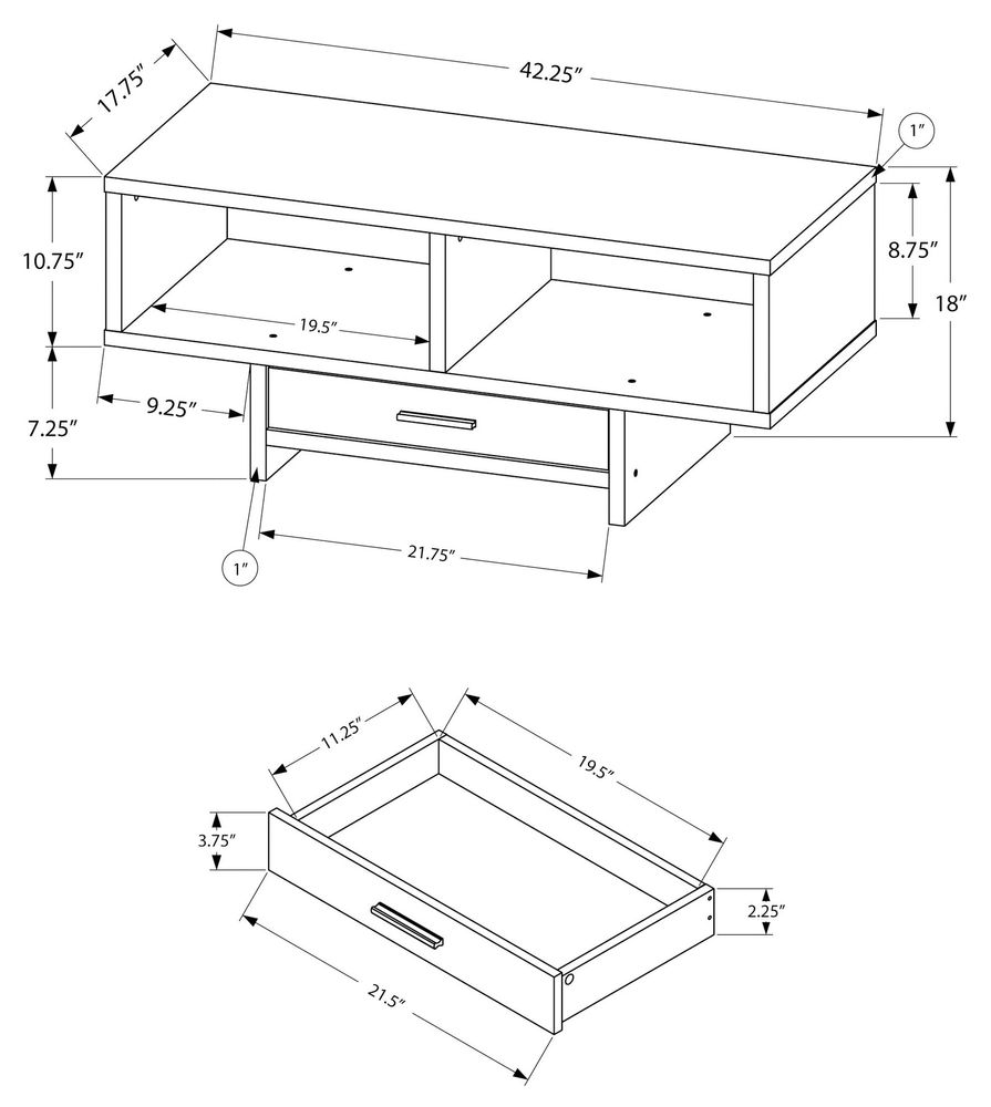 COFFEE TABLE - DARK TAUPE WITH STORAGE - I 2808