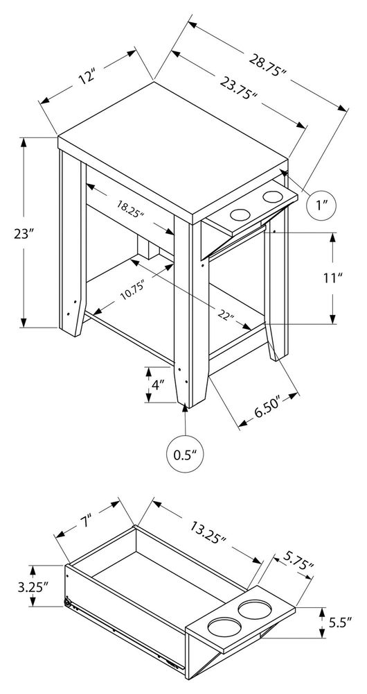 ACCENT TABLE - 23"H / ESPRESSO WITH A GLASS HOLDER - I 3197