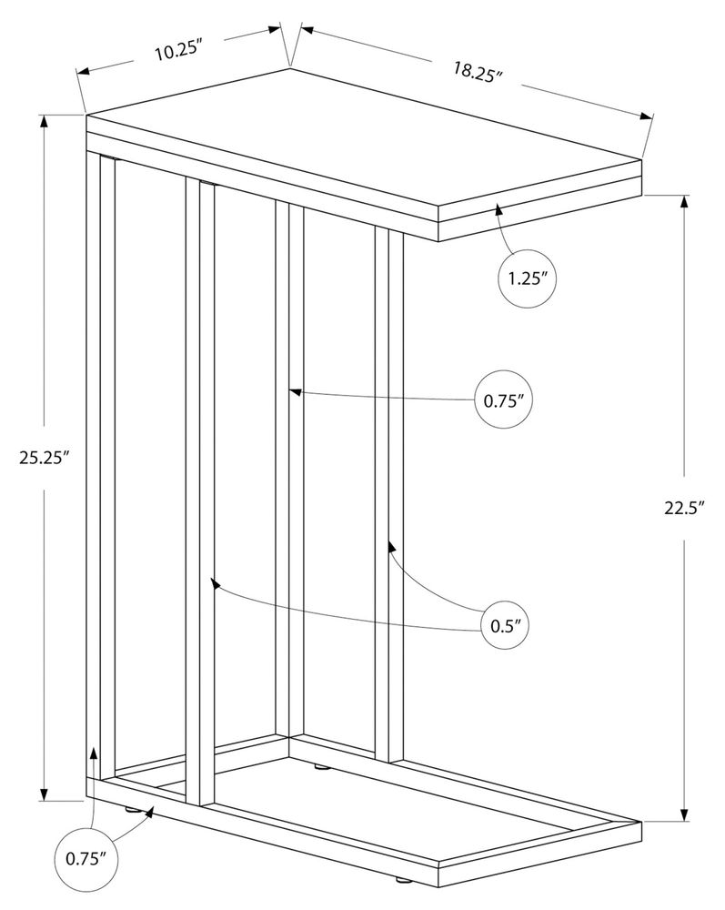 ACCENT TABLE - DARK TAUPE WITH CHROME METAL - I 3253