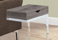 ACCENT TABLE - CHROME METAL / DARK TAUPE WITH A DRAWER - I 3254