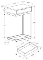 ACCENT TABLE - CHROME METAL / DARK TAUPE WITH A DRAWER - I 3254