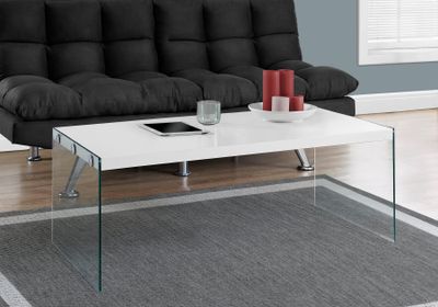 COFFEE TABLE - GLOSSY WHITE WITH TEMPERED GLASS - I 3286