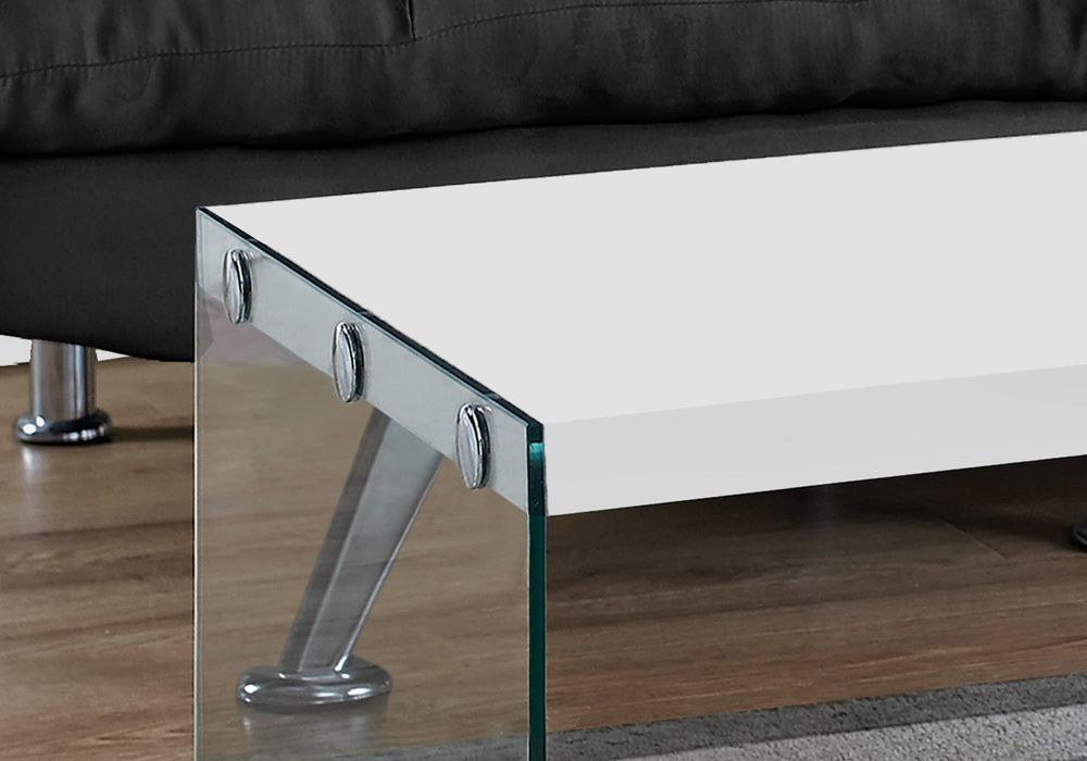 COFFEE TABLE - GLOSSY WHITE WITH TEMPERED GLASS - I 3286