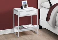 ACCENT TABLE - 24"H / GLOSSY WHITE / CHROME METAL  - I 3480