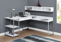 COMPUTER DESK - WHITE / SILVER METAL CORNER - I 7162