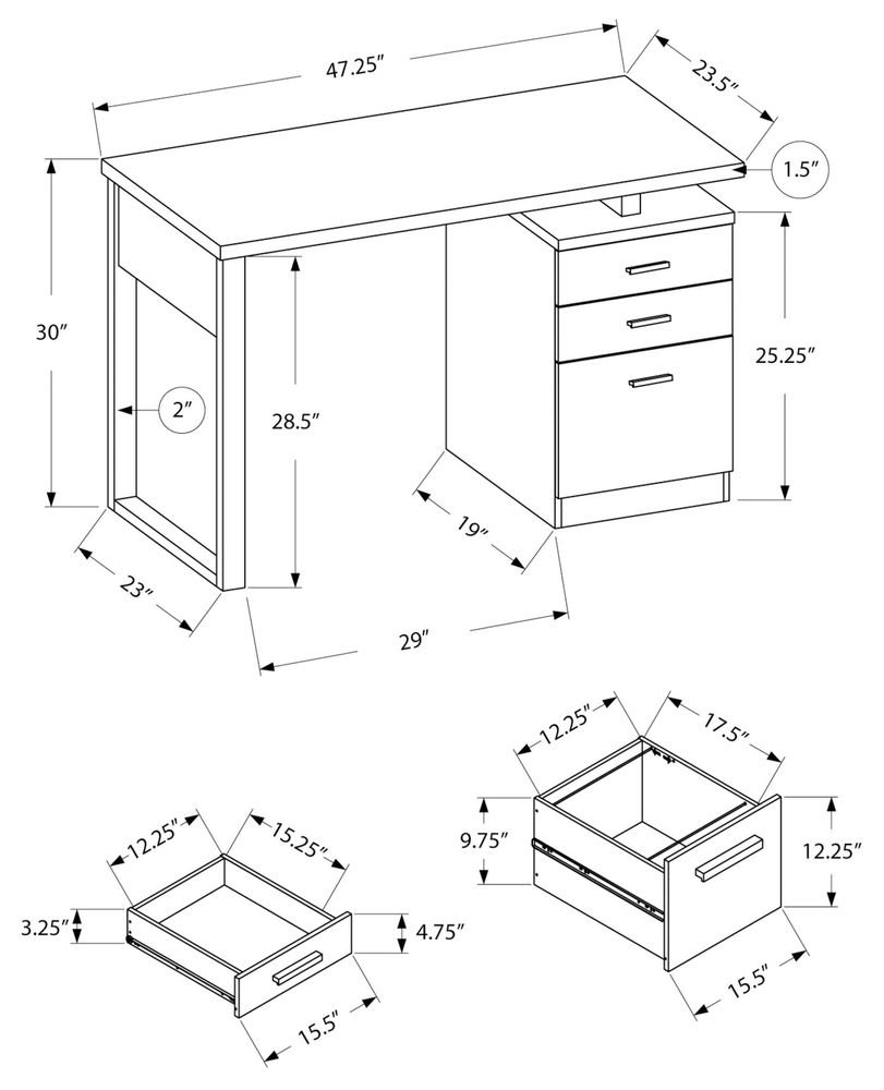 COMPUTER DESK - 48"L / GREY-BLACK LEFT OR RIGHT FACING - I 7295