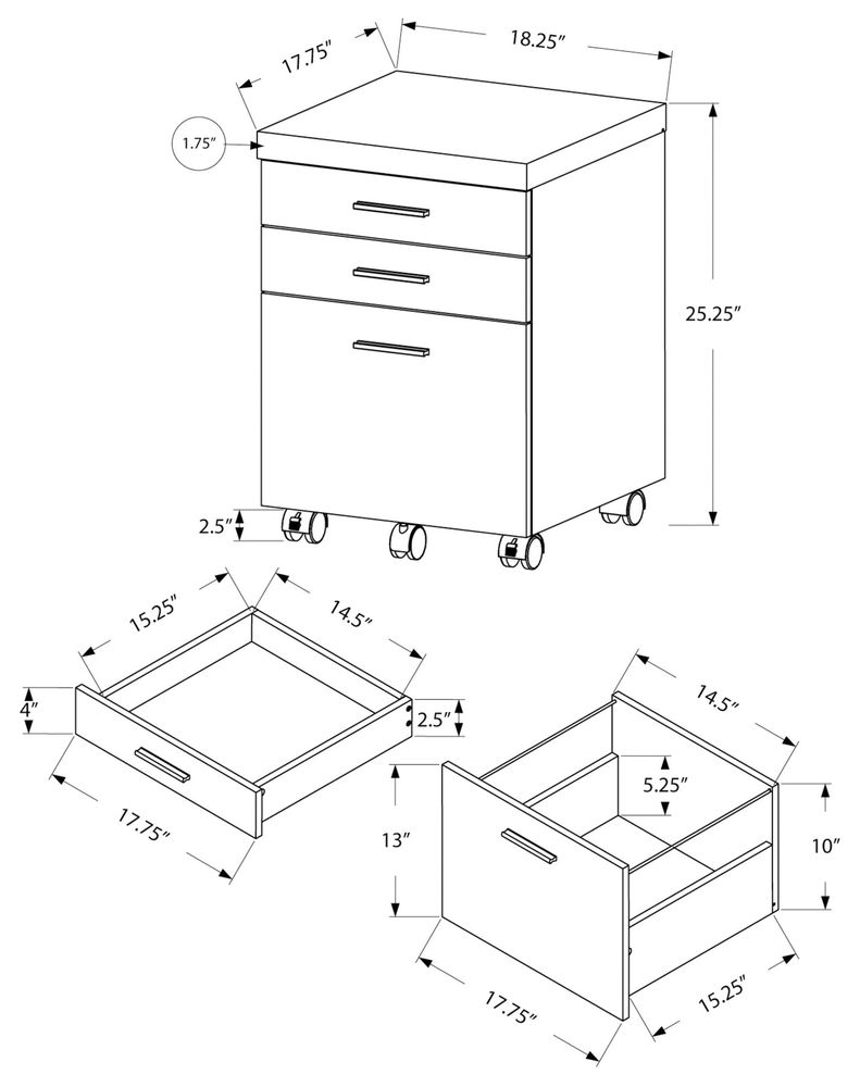 FILING CABINET - 3 DRAWER / GREY RECLAIMED WOOD / CASTORS - I 7401