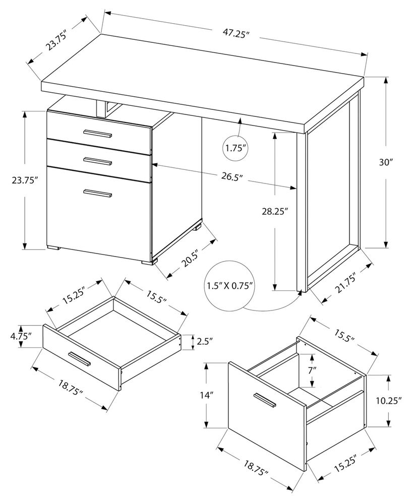 COMPUTER DESK - 48"L / TAUPE RECLAIMED WOOD / BLACK METAL - I 7410