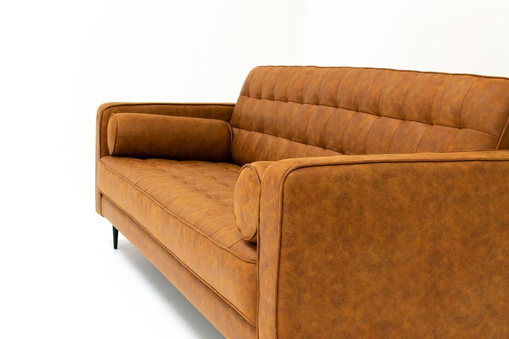 Lucas Mid Century Tufted Fabric Sofa