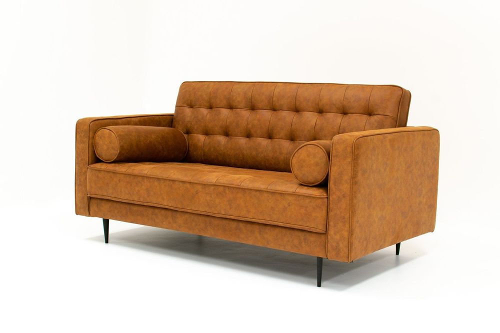 Lucas Mid Century Tufted Fabric Loveseat