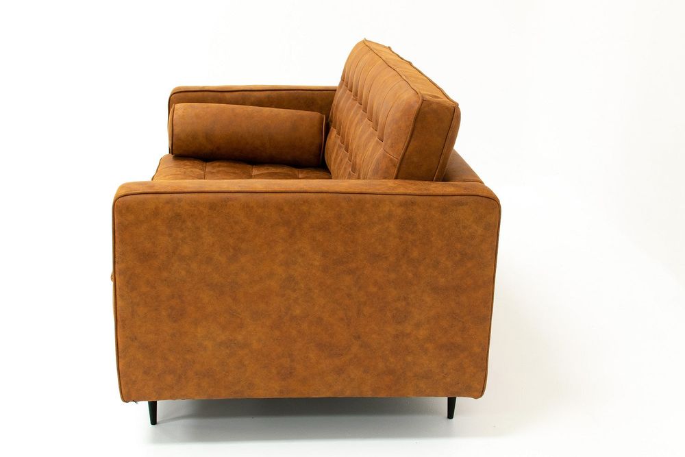 Lucas Mid Century Tufted Fabric Loveseat