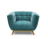 Yaletown Mid Century Tufted Fabric Accent Chair Gold Legs -Teal  #19