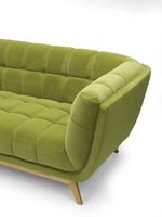 Yaletown Mid Century Tufted fabric Loveseat Golden Legs- Velvet Moss Green #14