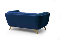 Yaletown Mid Century Tufted fabric Loveseat Golden Legs- Velvet Blue  #29