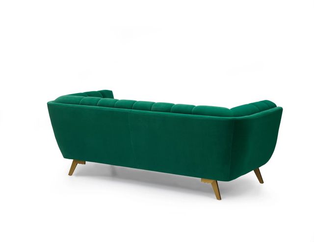 Yaletown Mid Century Tufted Fabric Sofa  With Golden Legs- Emerald #23