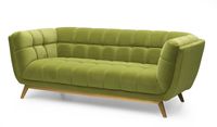Yaletown Mid Century Tufted Fabric Sofa  With Golden Legs- Moss Green #14