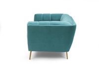 Yaletown Mid Century Tufted fabric Loveseat Golden Legs- Velvet Teal #19