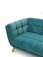 Yaletown Mid Century Tufted fabric Loveseat Golden Legs- Velvet Teal #19