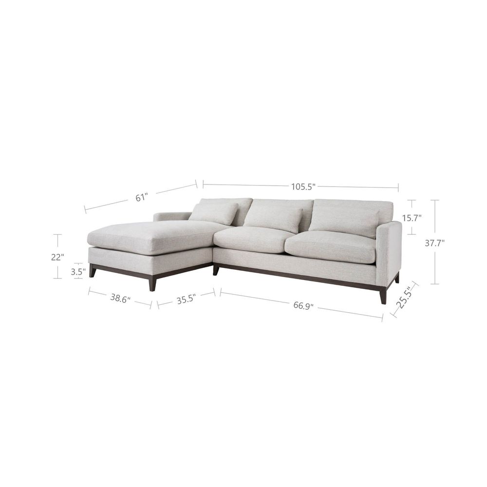 Oxford Left Sectional Sofa - Travertine Cream