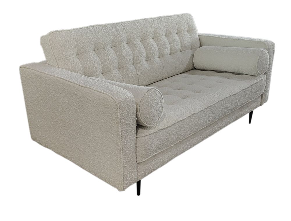 Lucas Mid Century Fabric Loveseat - Mina 035 White