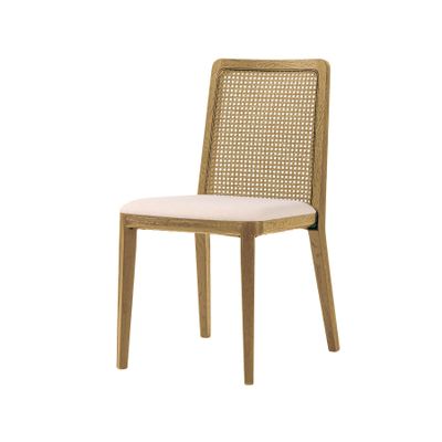 Cane Dining Chair - Oyster Linen/Natural