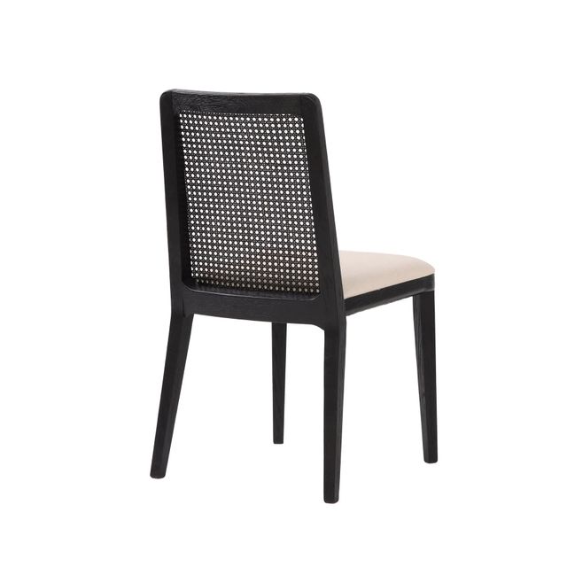 Cane Dining Chair - Oyster Linen/Black Legs