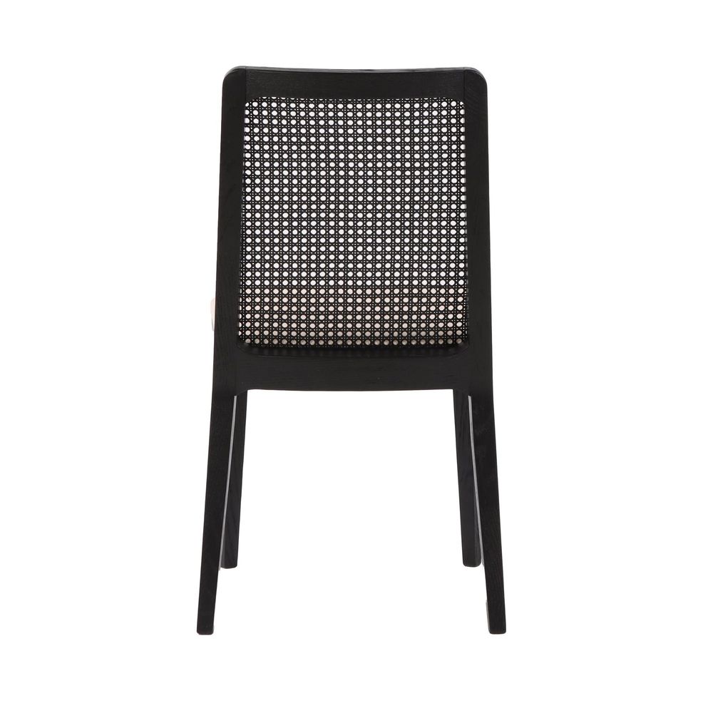 Cane Dining Chair - Oyster Linen/Black Legs