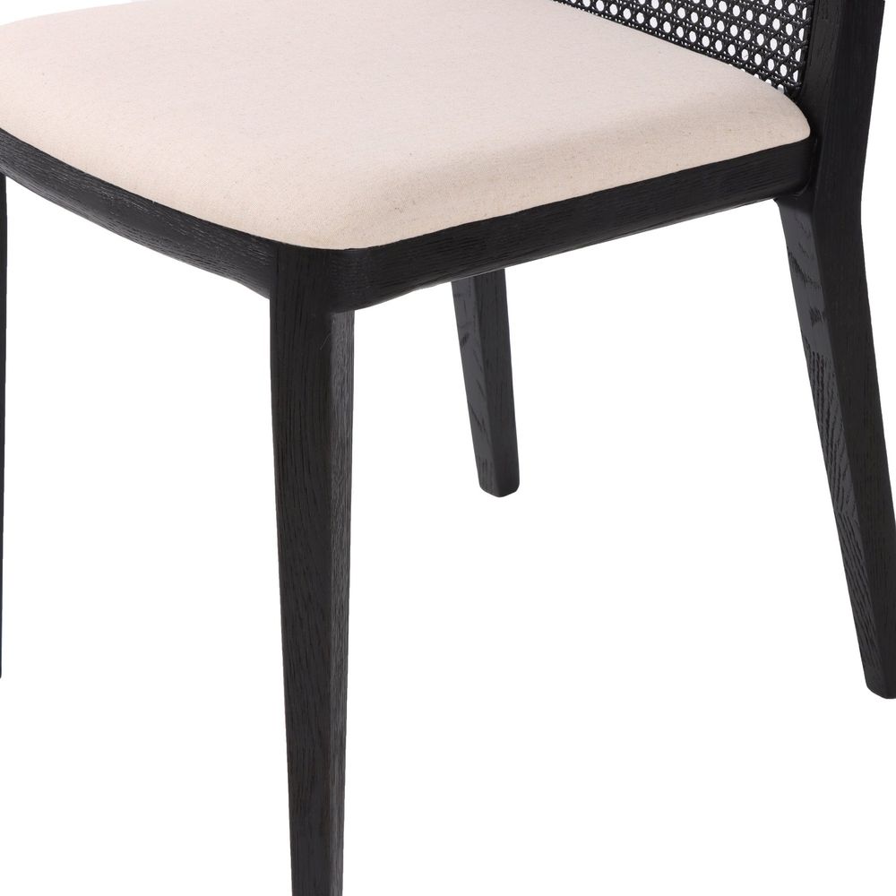 Cane Dining Chair - Oyster Linen/Black Legs