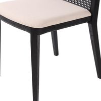 Cane Dining Chair - Oyster Linen/Black Legs