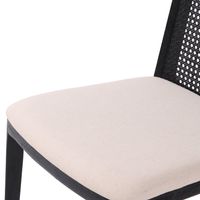 Cane Dining Chair - Oyster Linen/Black Legs