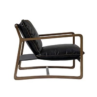 Relax Club Chair - Black Leather with Black PU Frame