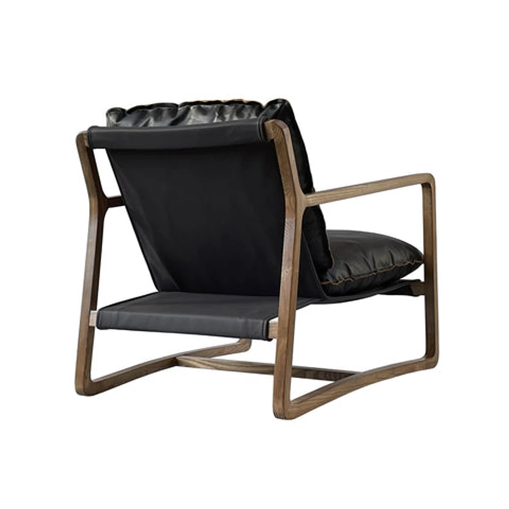 Relax Club Chair - Black Leather with Black PU Frame
